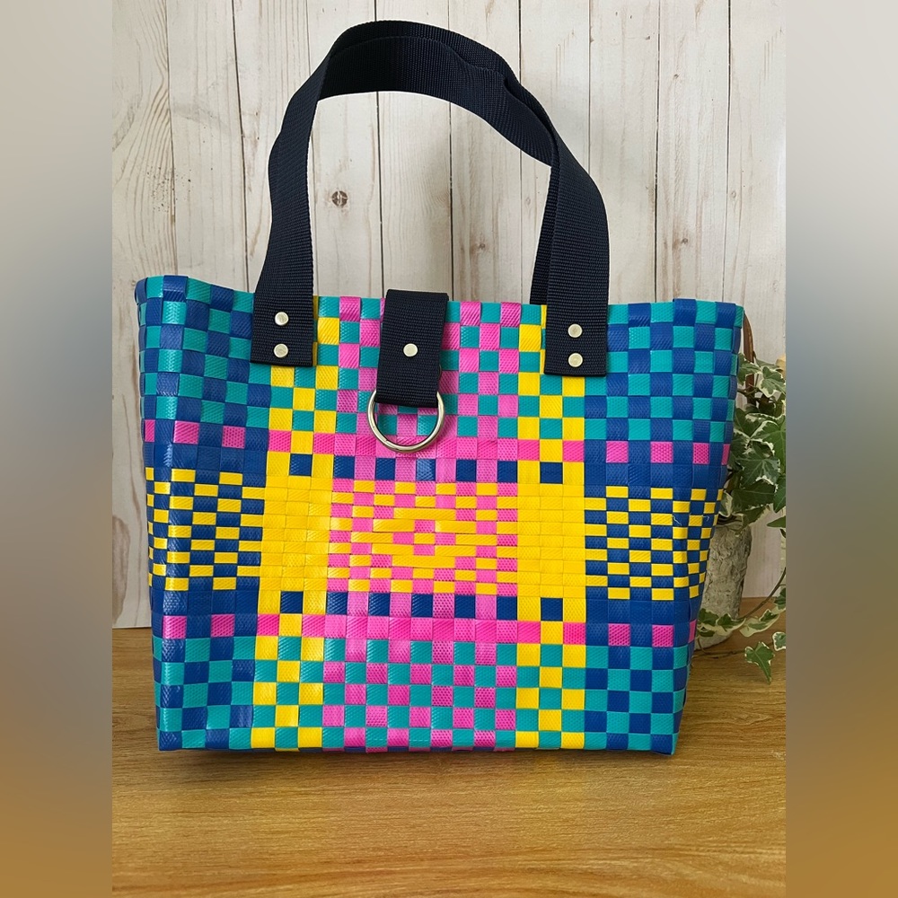 Colorful Plastic Market Bag - Large Beach Bag - Unique Satchel Bag